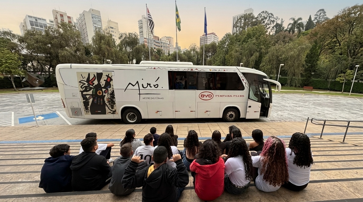 BYD transforma mobilidade em acesso à cultura e leva alunos da rede pública a mostras de Joan Miró e de arte brasileira